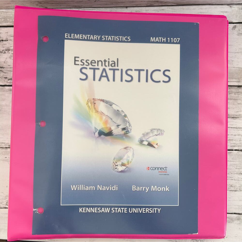 KSU Essential Statistics Math 1107 Loose Leaf Textbook in Binder